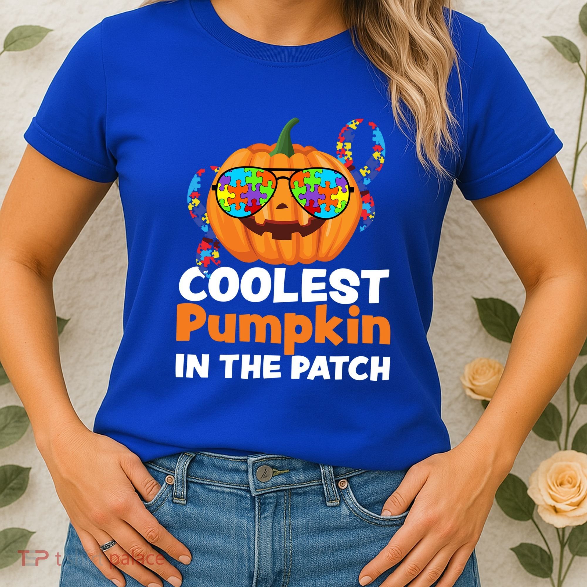 Coolest Pumpkin In The Patch Autism Halloween Gift Women's T-Shirt