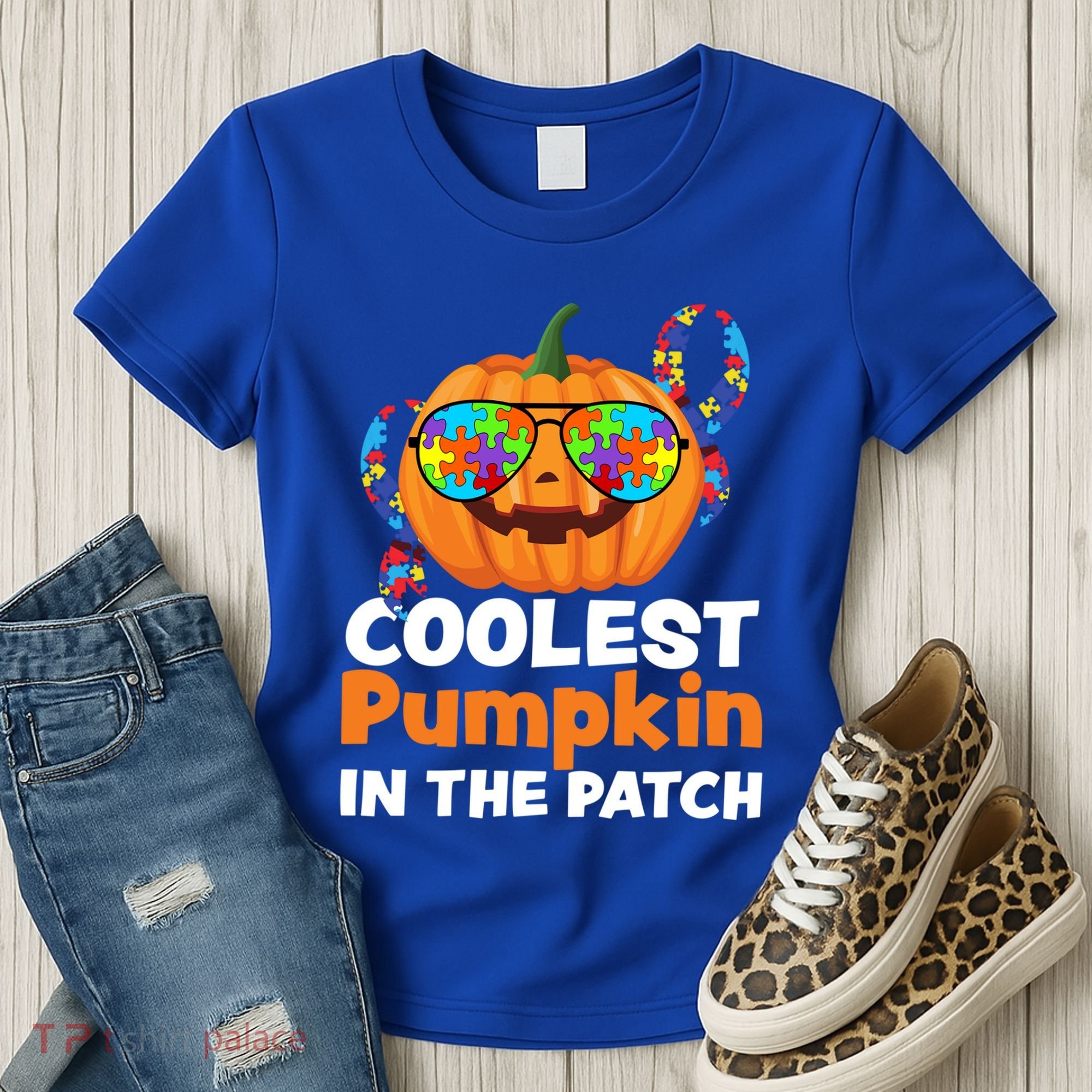 Coolest Pumpkin In The Patch Autism Halloween Gift Women's T-Shirt