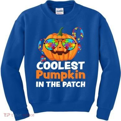 Coolest Pumpkin In The Patch Autism Halloween Gift Kids Sweatshirt