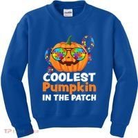 Coolest Pumpkin In The Patch Autism Halloween Gift Kids Sweatshirt thumb 0