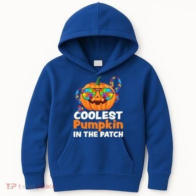 Coolest Pumpkin In The Patch Autism Halloween Gift Kids Hoodie