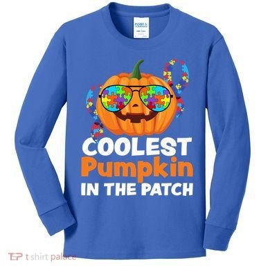 Coolest Pumpkin In The Patch Autism Halloween Gift Kids Long Sleeve Shirt