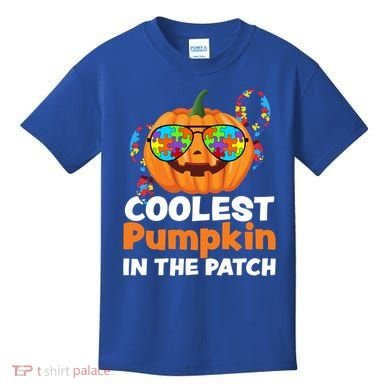 Coolest Pumpkin In The Patch Autism Halloween Gift Kids T-Shirt