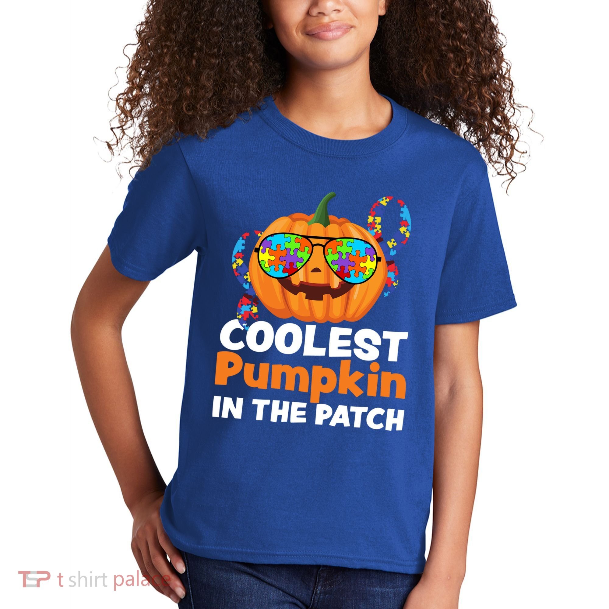 Coolest Pumpkin In The Patch Autism Halloween Gift Kids T-Shirt