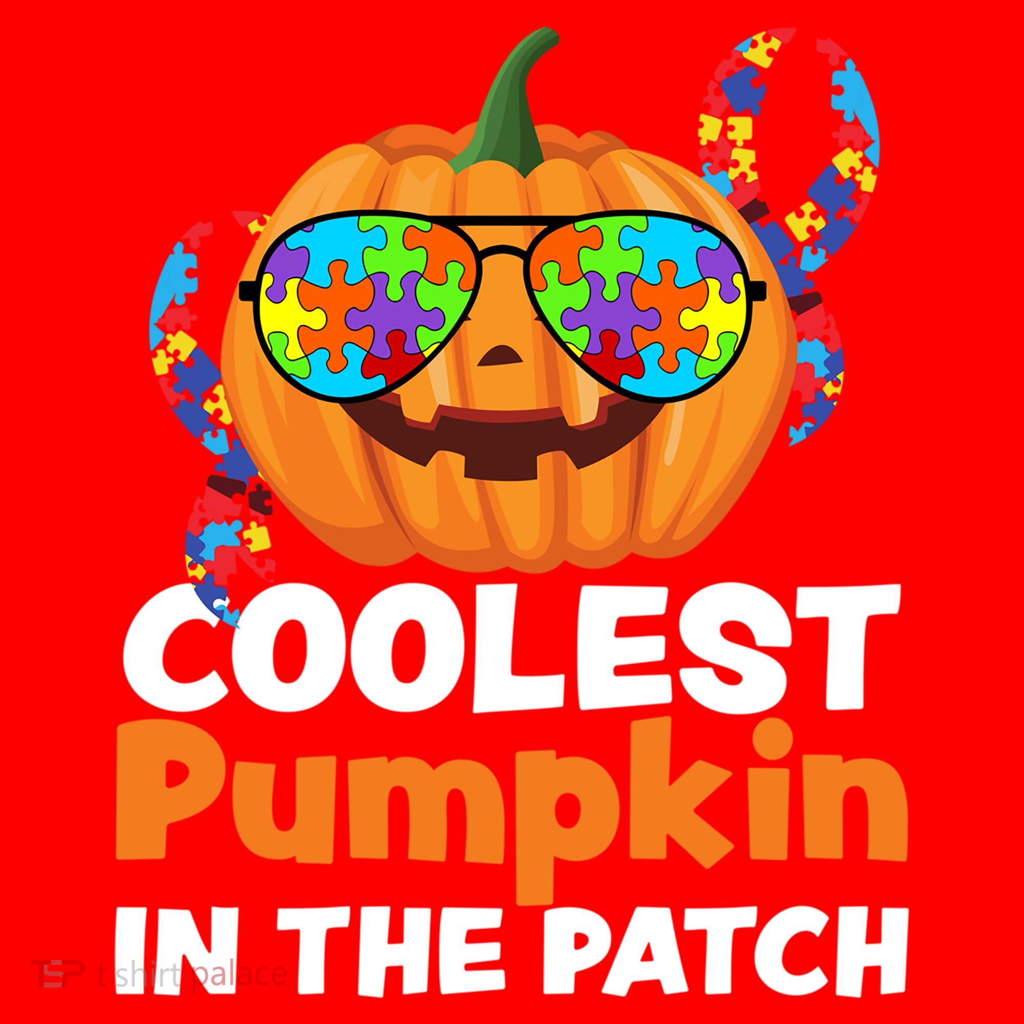 Coolest Pumpkin In The Patch Autism Halloween Gift Santa Hat
