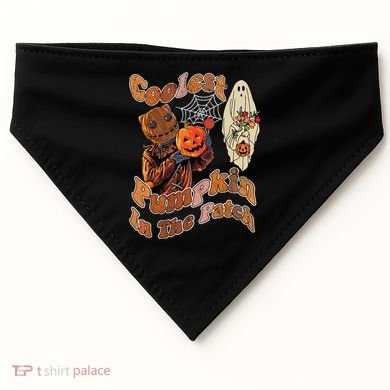 Coolest Pumpkin In The Patch Floral Ghost Funny Gift USA-Made Doggie Bandana