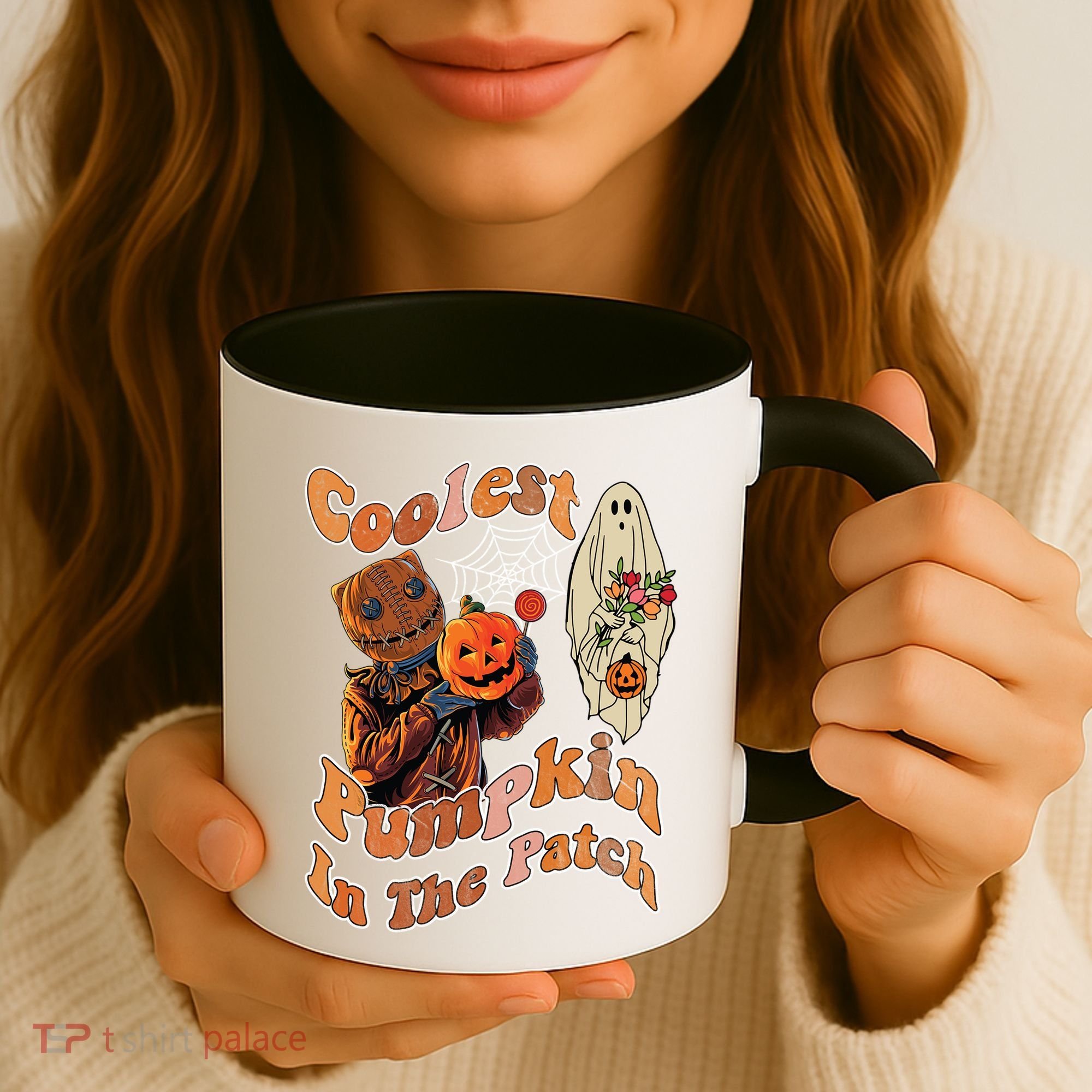 Coolest Pumpkin In The Patch Floral Ghost Funny Gift Coffee Mug