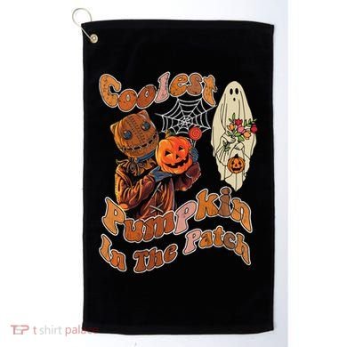 Coolest Pumpkin In The Patch Floral Ghost Funny Gift Golf Towel