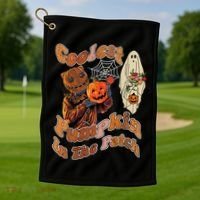 Coolest Pumpkin In The Patch Floral Ghost Funny Gift Golf Towel thumb 1