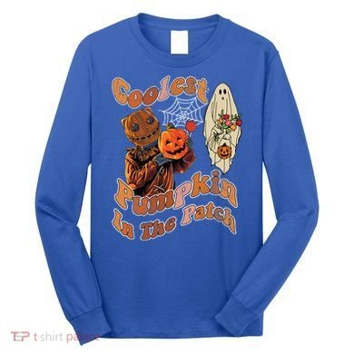 Coolest Pumpkin In The Patch Floral Ghost Funny Gift Long Sleeve Shirt