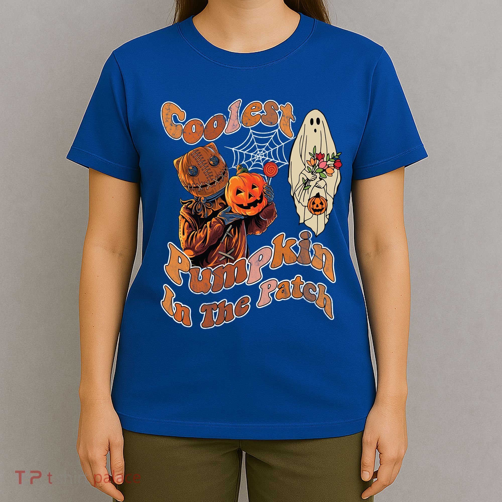 Coolest Pumpkin In The Patch Floral Ghost Funny Gift T-Shirt