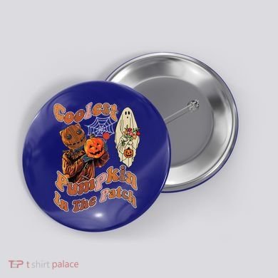 Coolest Pumpkin In The Patch Floral Ghost Funny Gift Button