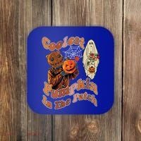 Coolest Pumpkin In The Patch Floral Ghost Funny Gift Coaster thumb 0