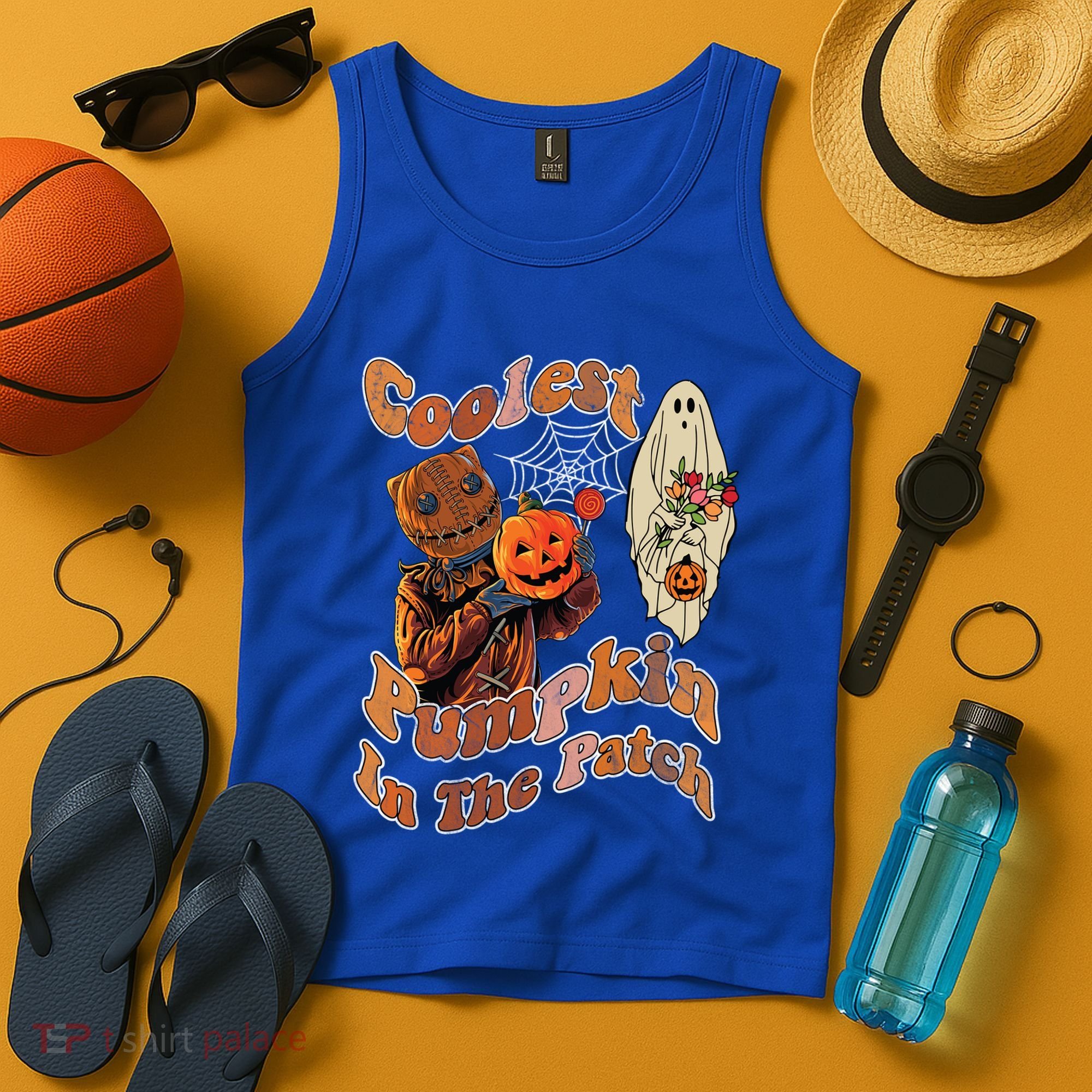 Coolest Pumpkin In The Patch Floral Ghost Funny Gift Tank Top
