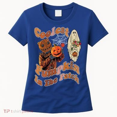 Coolest Pumpkin In The Patch Floral Ghost Funny Gift Women's T-Shirt