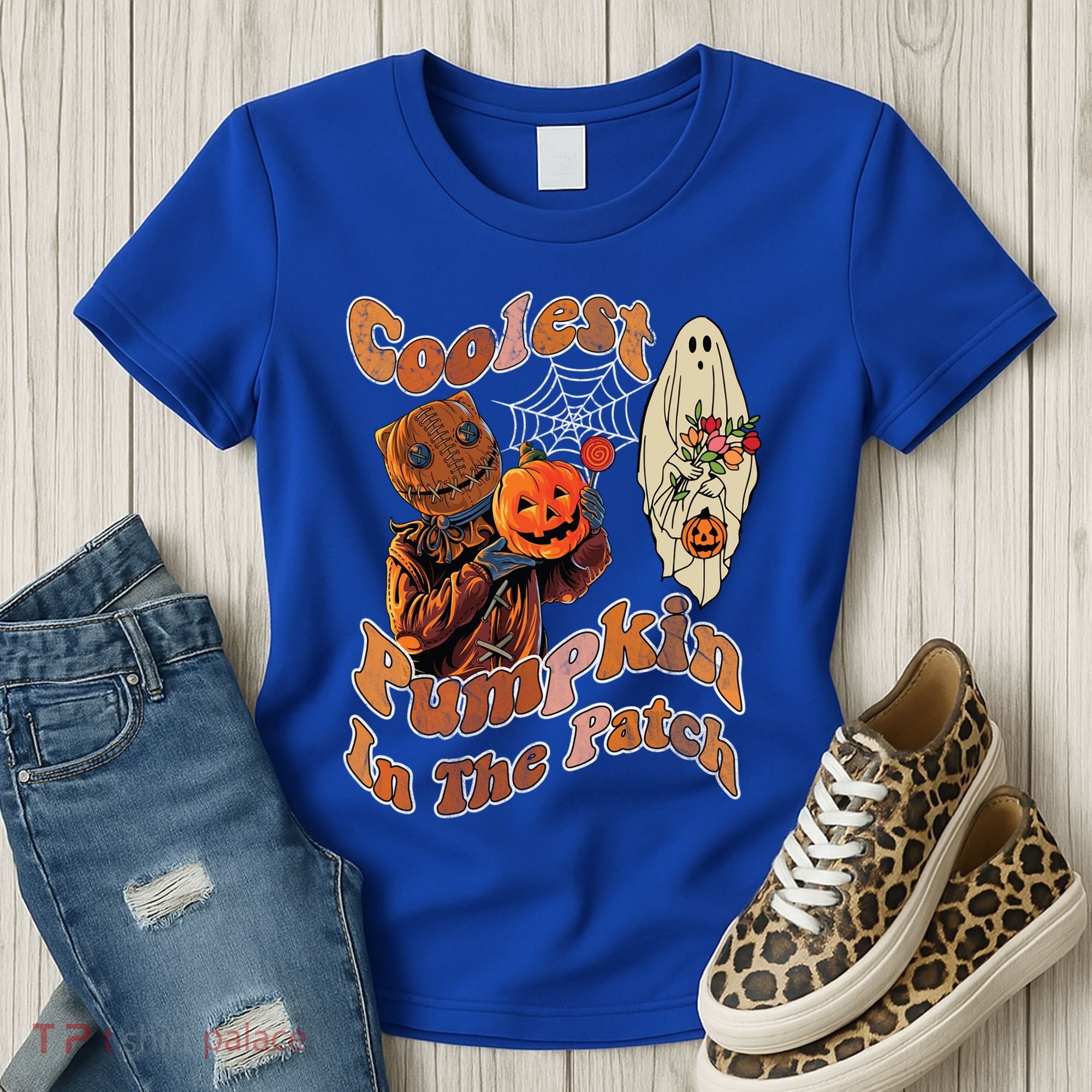 Coolest Pumpkin In The Patch Floral Ghost Funny Gift Women's T-Shirt