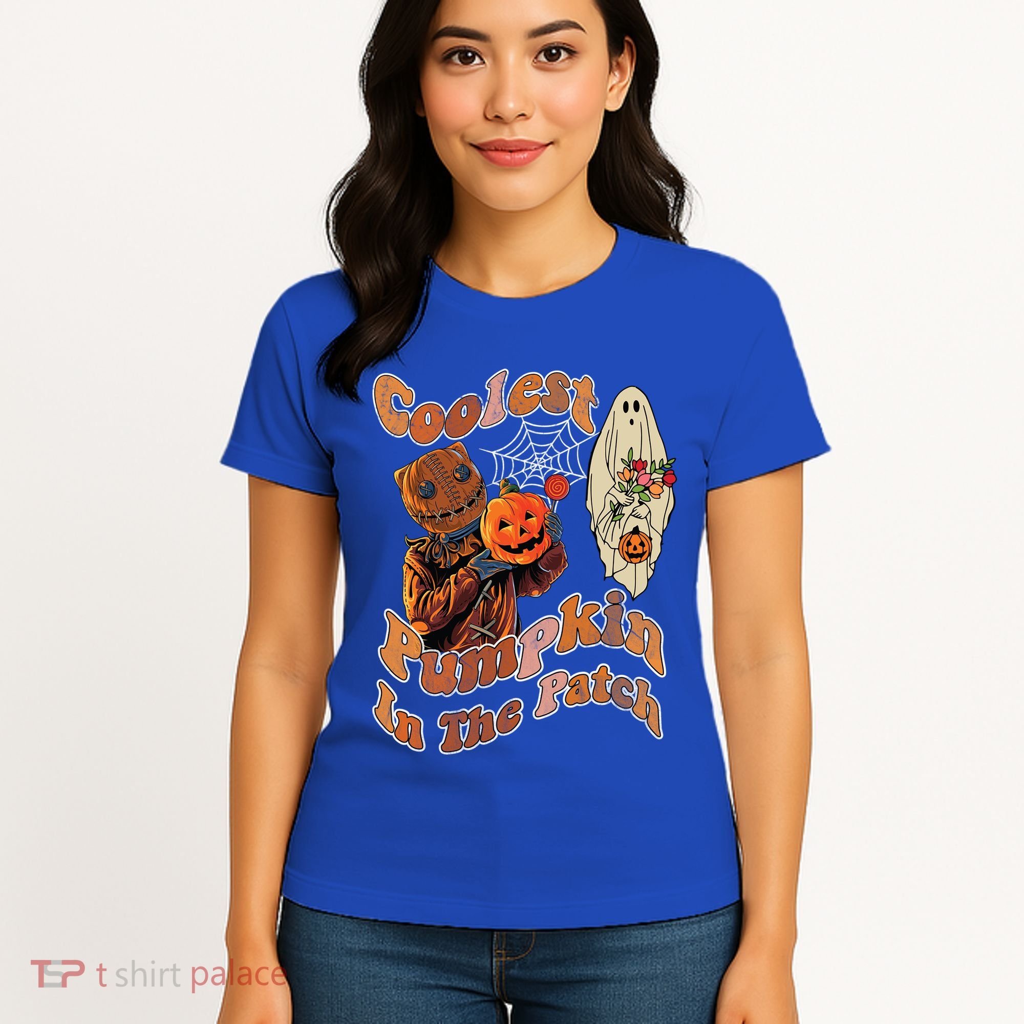 Coolest Pumpkin In The Patch Floral Ghost Funny Gift Women's T-Shirt