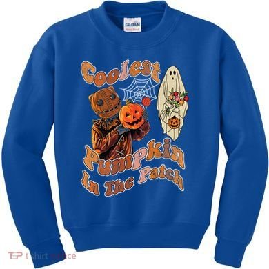 Coolest Pumpkin In The Patch Floral Ghost Funny Gift Kids Sweatshirt