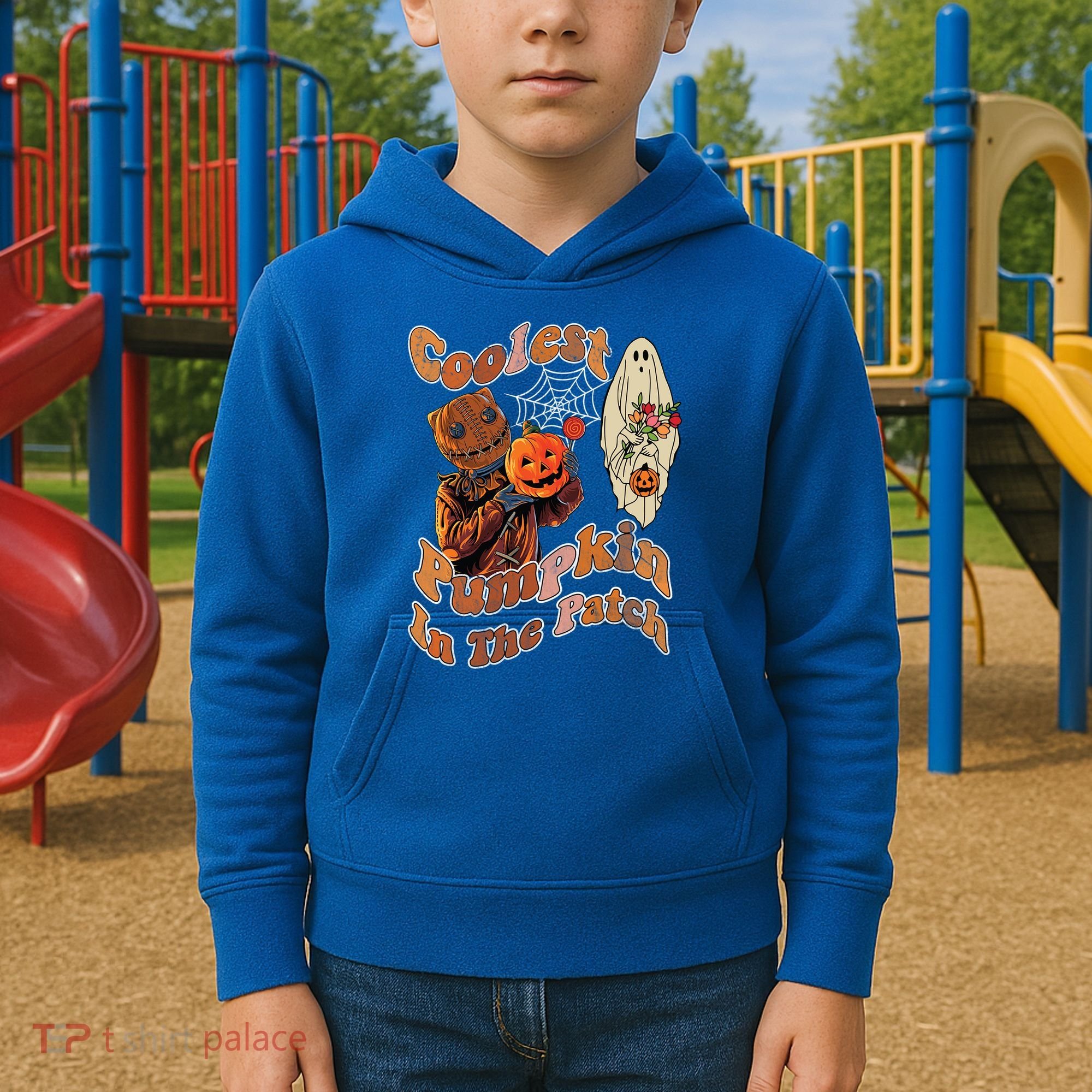 Coolest Pumpkin In The Patch Floral Ghost Funny Gift Kids Hoodie