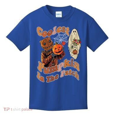 Coolest Pumpkin In The Patch Floral Ghost Funny Gift Kids T-Shirt