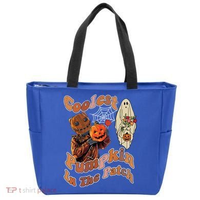 Coolest Pumpkin In The Patch Floral Ghost Funny Gift Tote Bag