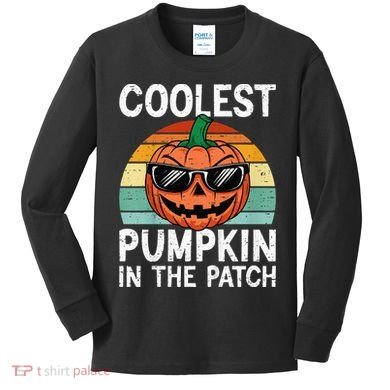 Coolest Pumpkin In The Patch Halloween Kids Long Sleeve Shirt