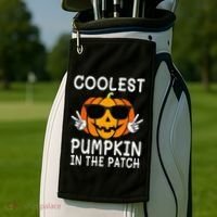 Coolest Pumpkin In The Patch Funny Halloween Golf Towel thumb 2