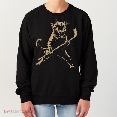 Cat Playing Ice Hockey Women's Sweatshirt
