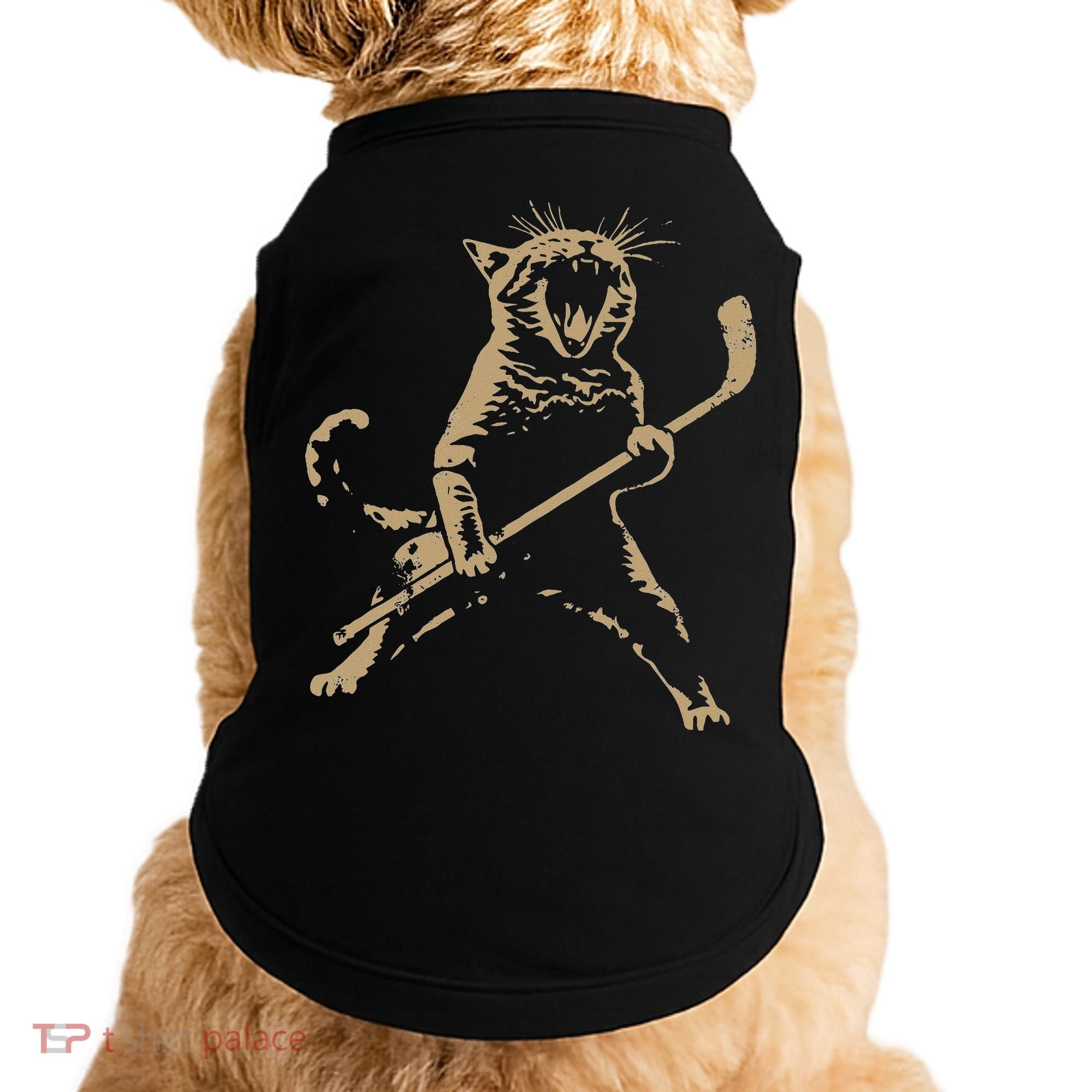 Cat Playing Ice Hockey Doggie Tank