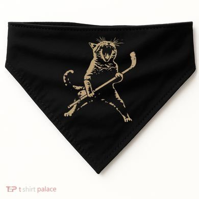 Cat Playing Ice Hockey USA-Made Doggie Bandana