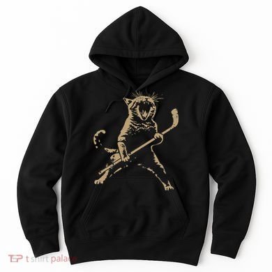 Cat Playing Ice Hockey Hoodie