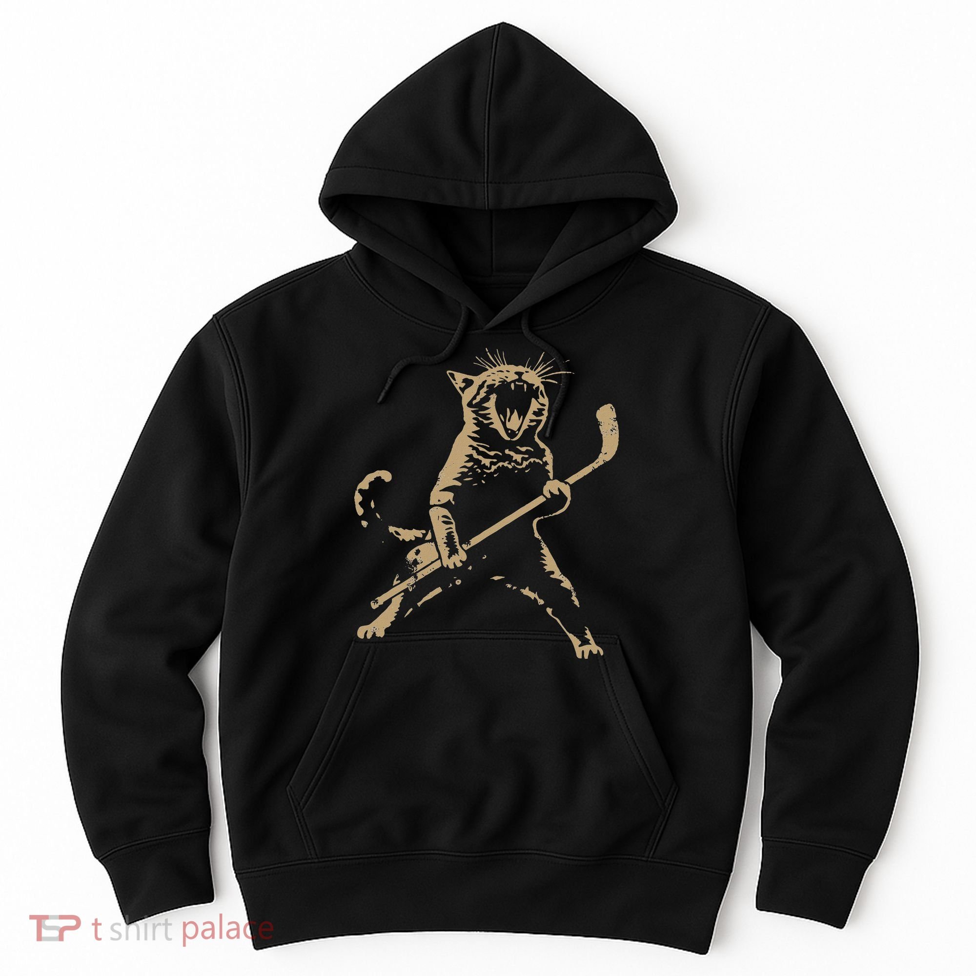 Cat Playing Ice Hockey Hoodie