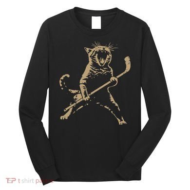 Cat Playing Ice Hockey Long Sleeve Shirt