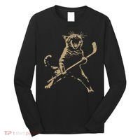 Cat Playing Ice Hockey Long Sleeve Shirt thumb 0