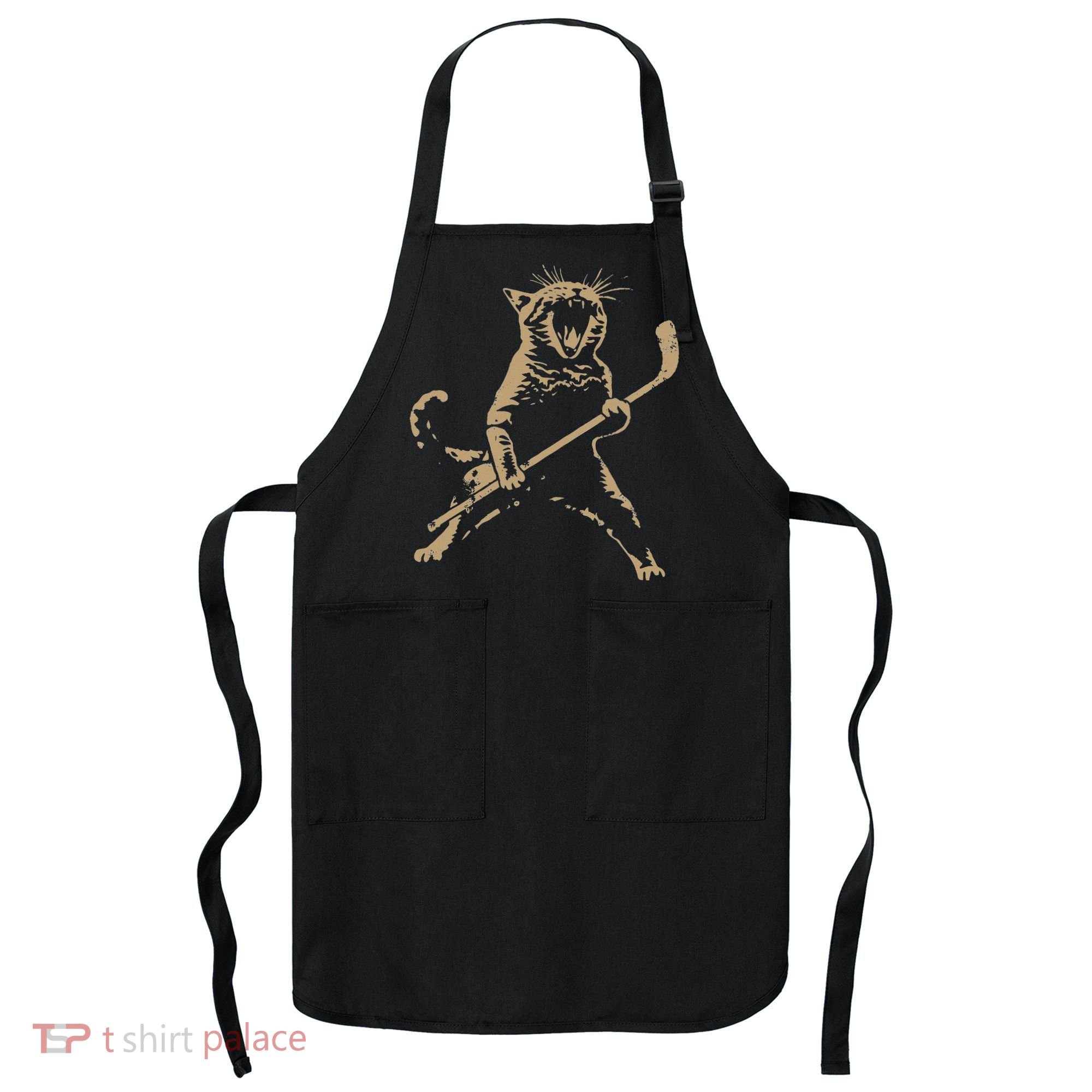Cat Playing Ice Hockey Apron