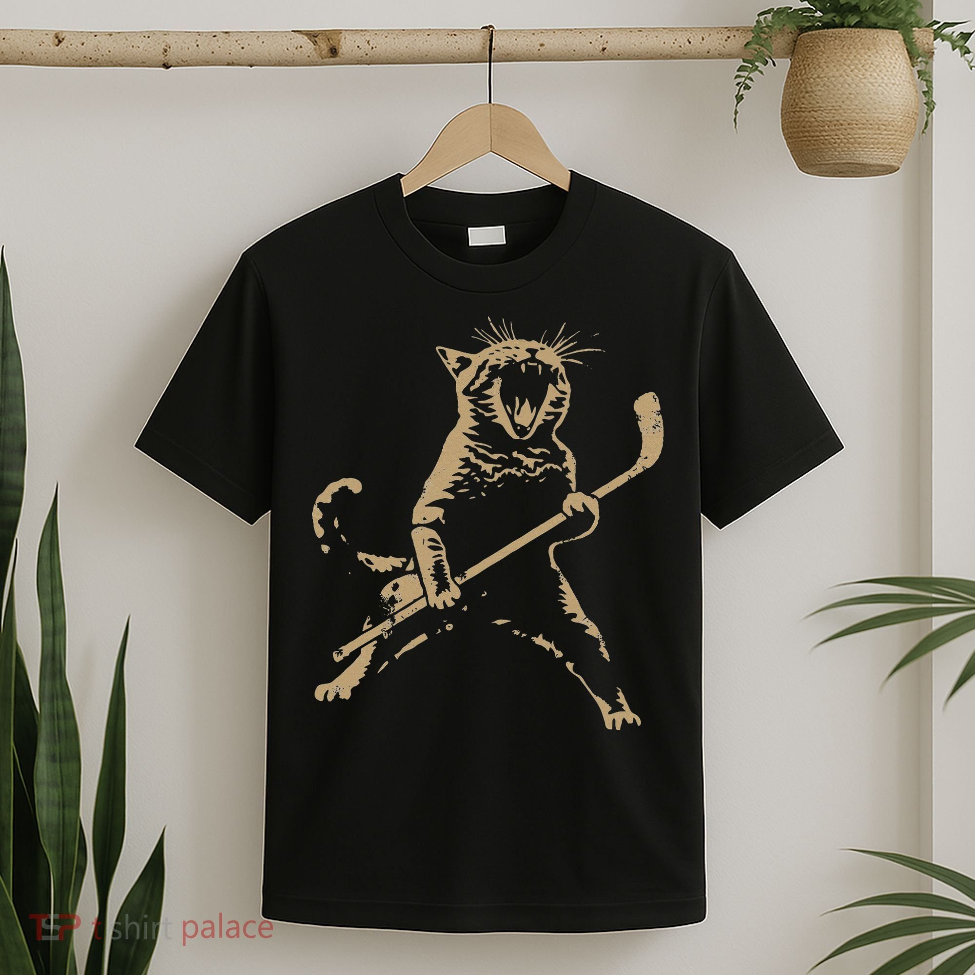 Cat Playing Ice Hockey T-Shirt