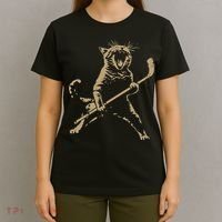 Cat Playing Ice Hockey T-Shirt thumb 4