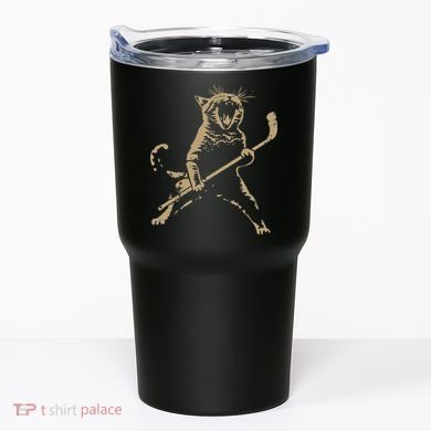 Cat Playing Ice Hockey Tumbler