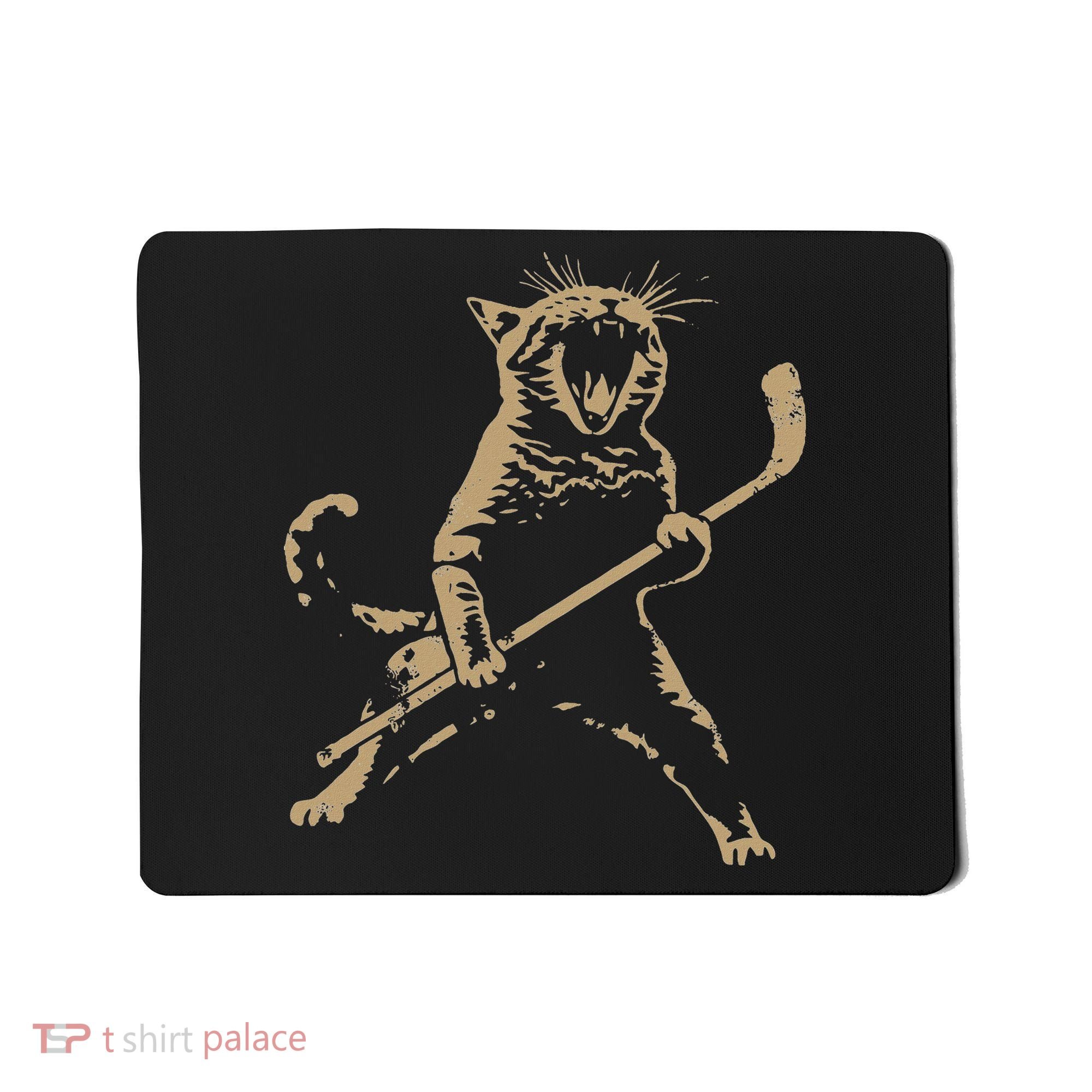 Cat Playing Ice Hockey Mousepad