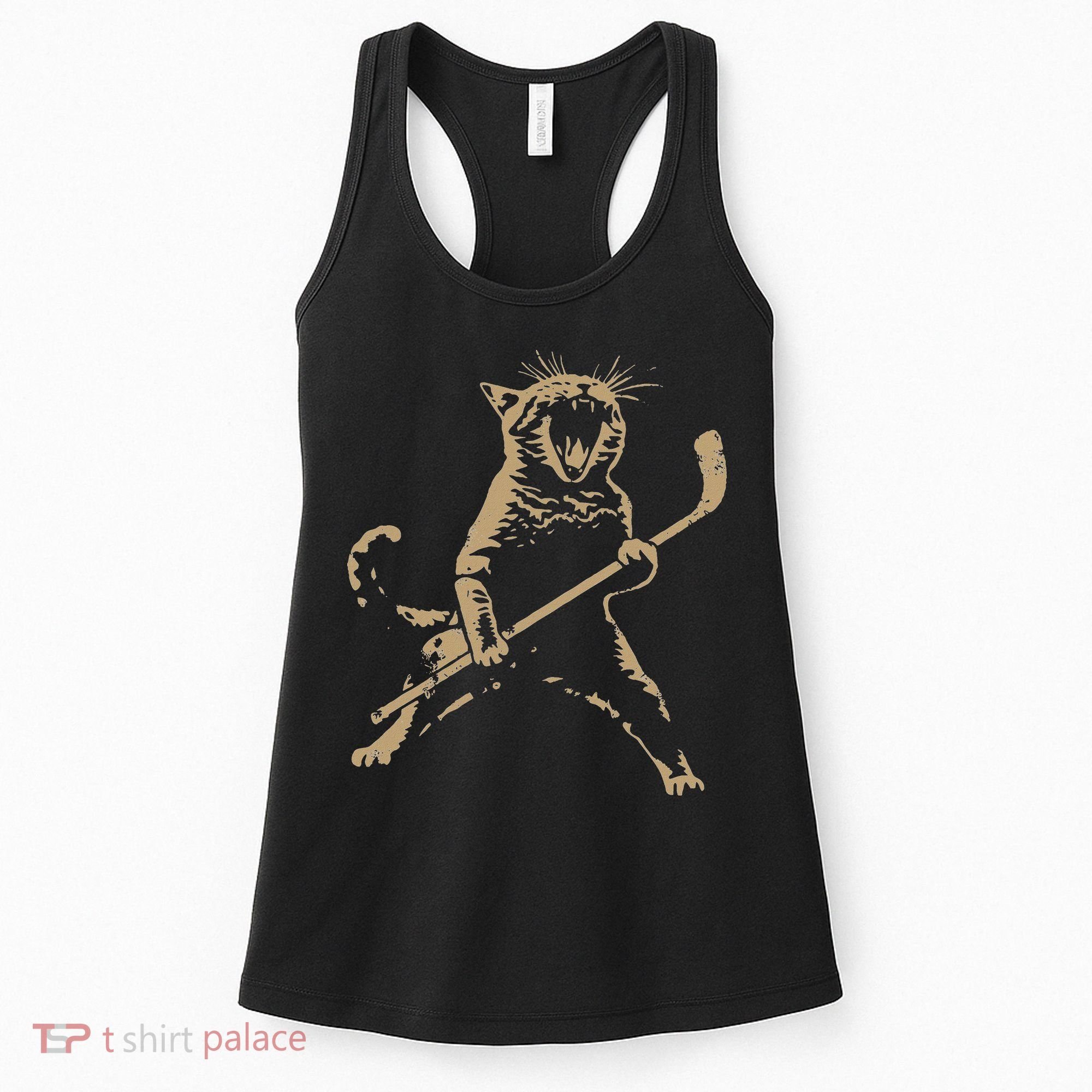 Cat Playing Ice Hockey Women's Tank Top
