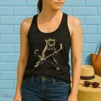 Cat Playing Ice Hockey Women's Tank Top thumb 2