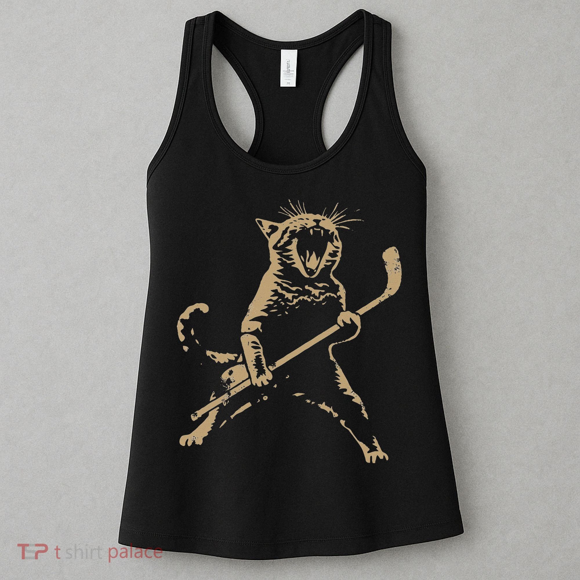 Cat Playing Ice Hockey Women's Tank Top
