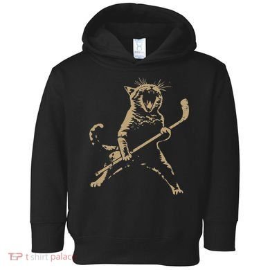 Cat Playing Ice Hockey Toddler Hoodie