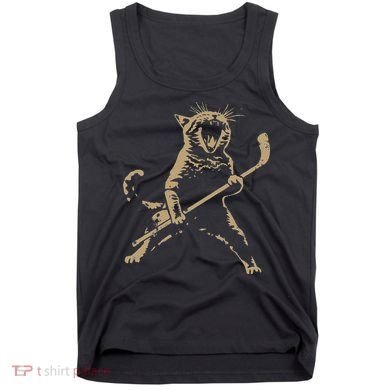 Cat Playing Ice Hockey Tank Top