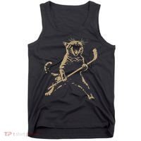 Cat Playing Ice Hockey Tank Top thumb 0