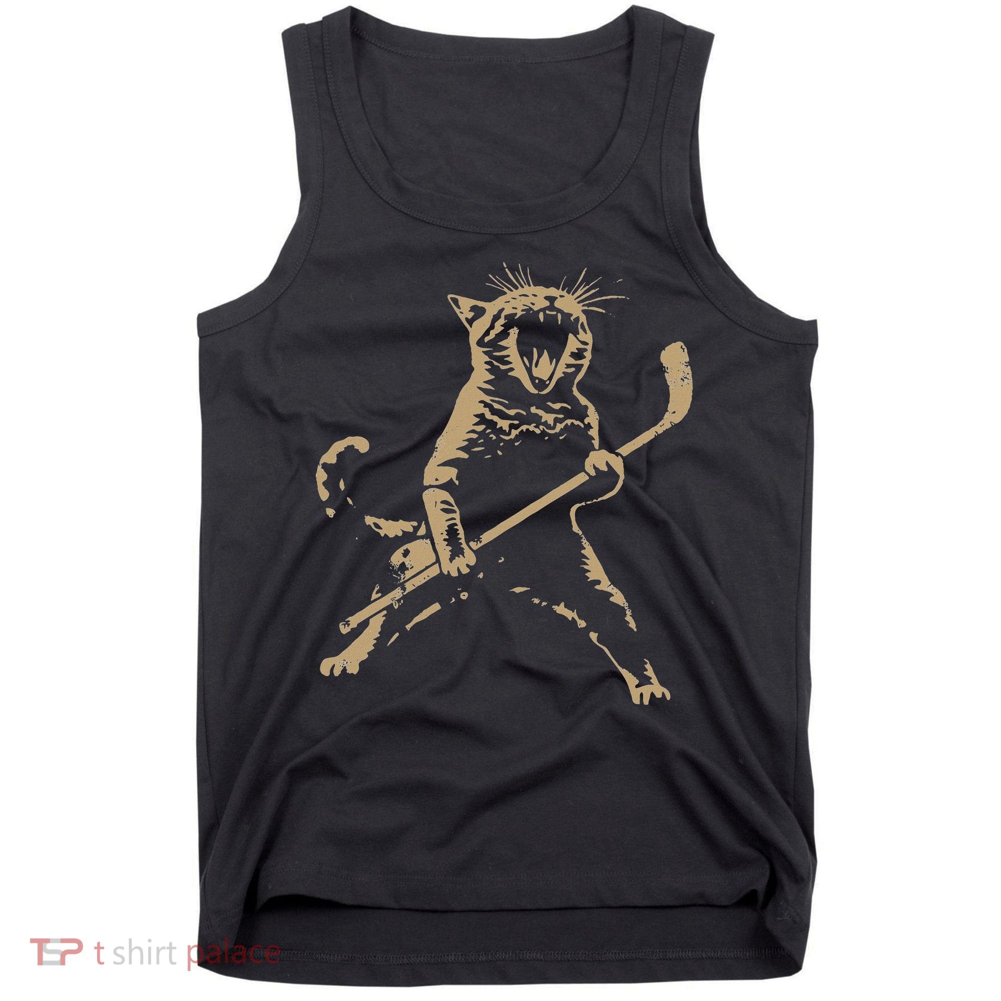 Cat Playing Ice Hockey Tank Top