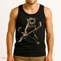 Cat Playing Ice Hockey Tank Top thumb 3