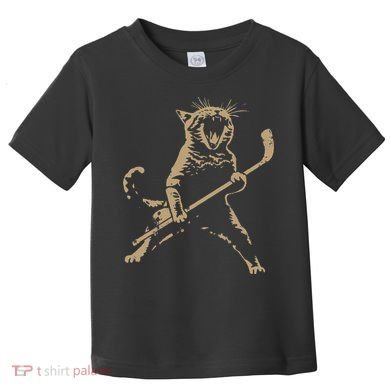 Cat Playing Ice Hockey Toddler T-Shirt