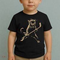 Cat Playing Ice Hockey Toddler T-Shirt thumb 2