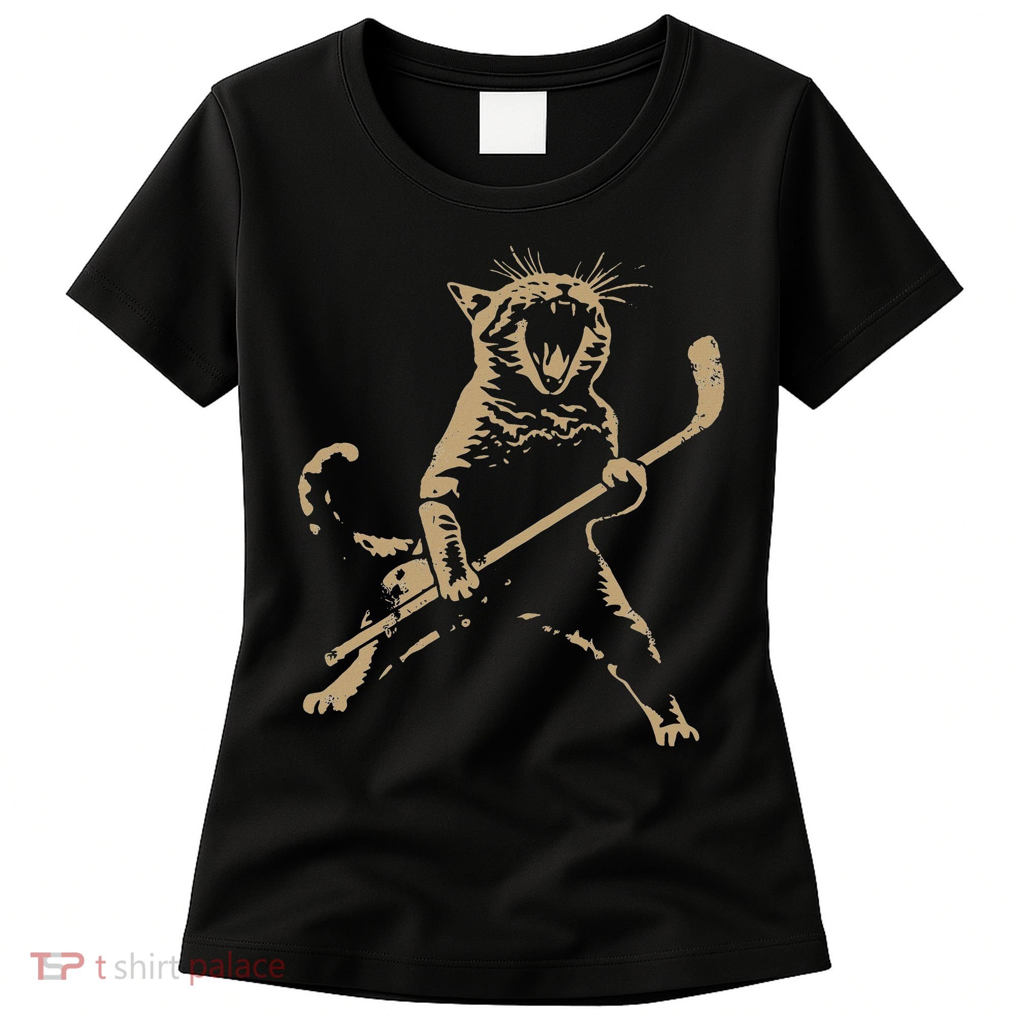 Cat Playing Ice Hockey Women's T-Shirt